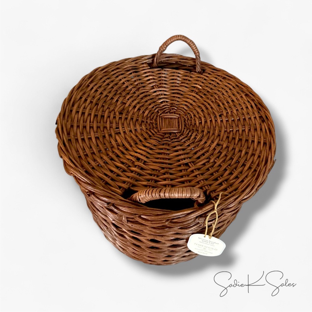 Round Chunky Straight Rattan Basket Dark Brown - Threshold Studio McGee, Target - Picture 6 of 8